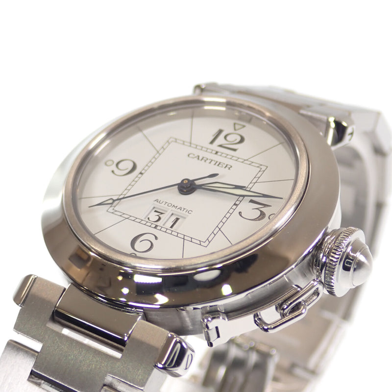 【Aランク】Cartier カルティエ パシャC ビッグデイト ボーイズ ユニセックス 腕時計 ステンレス 白 ホワイト文字盤 自動巻き【ISEYA】