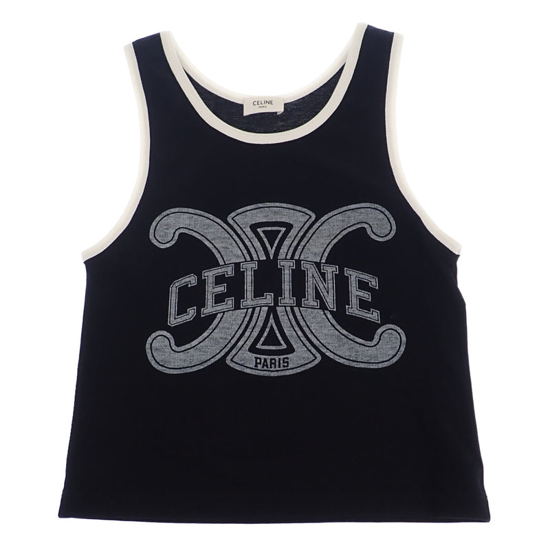 【Aランク】CELINE セリーヌ トリオンフ タンクトップ トップス 2X33B671Q.38AW コットン100％ ブラック XSサイズ レディース ファッション【ISEYA】