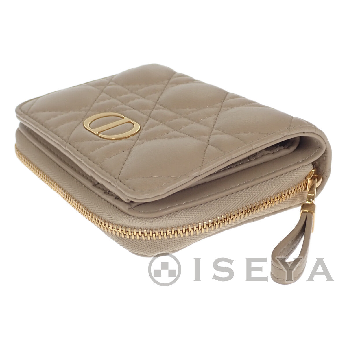 DIOR CARO バイフォールドウォレット 二つ折り財布 S5032UWHC_M116 カーフスキン サンド  ベージュ【ISEYA】【中古ブランド品通販ISEYA】