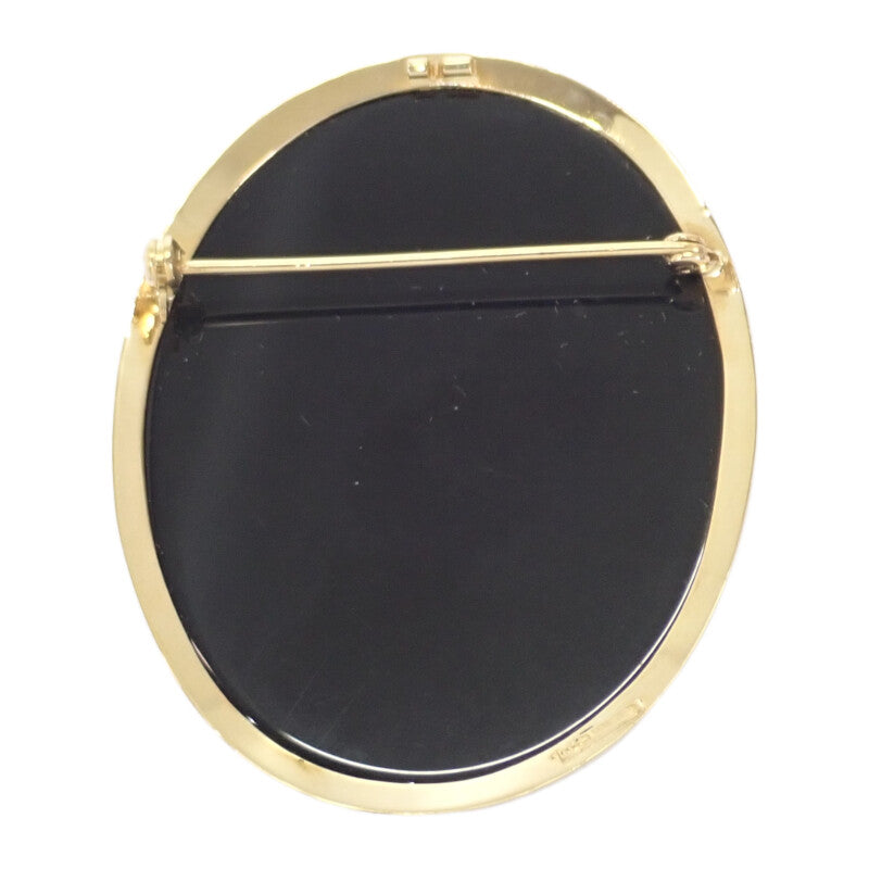 【中古】 K18 デザインジュエリー カメオ ブローチ K18イエローゴールド ネイビー ゴールド メノウ レディース【Aランク】