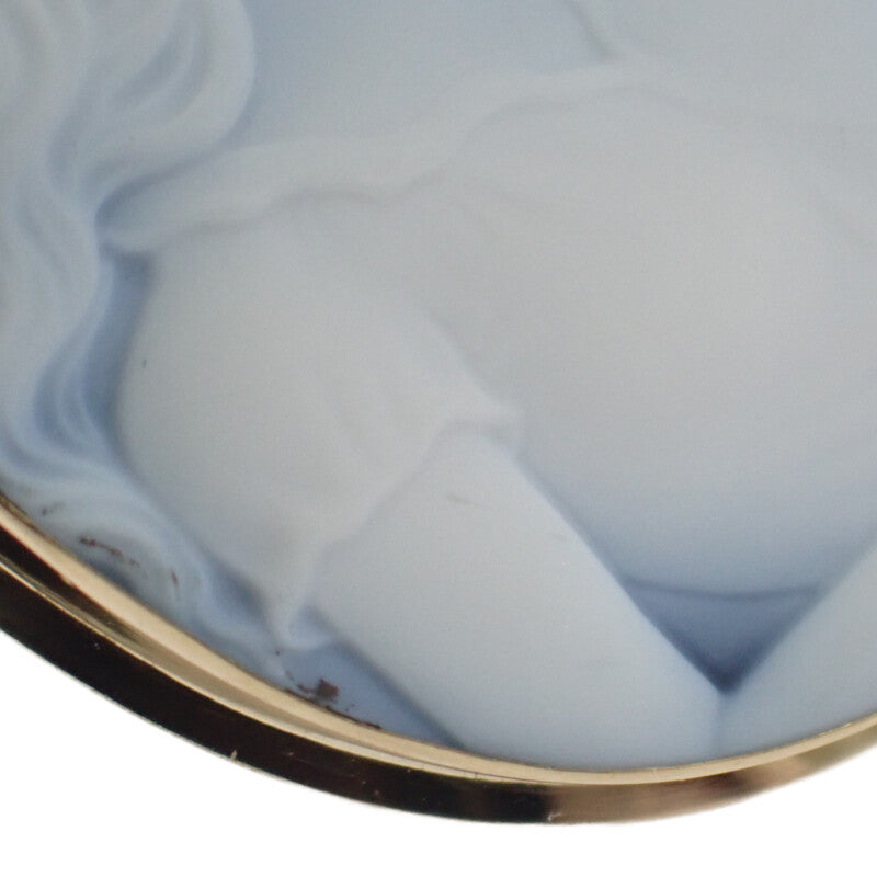 【中古】 K18 デザインジュエリー カメオ ブローチ K18イエローゴールド ネイビー ゴールド メノウ レディース【Aランク】