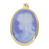 【中古】 K18 デザインジュエリー カメオ ブローチ K18イエローゴールド ブルー メノウ レディース【Aランク】