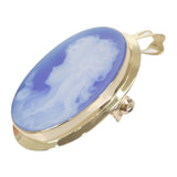 【中古】 K18 デザインジュエリー カメオ ブローチ K18イエローゴールド ブルー メノウ レディース【Aランク】