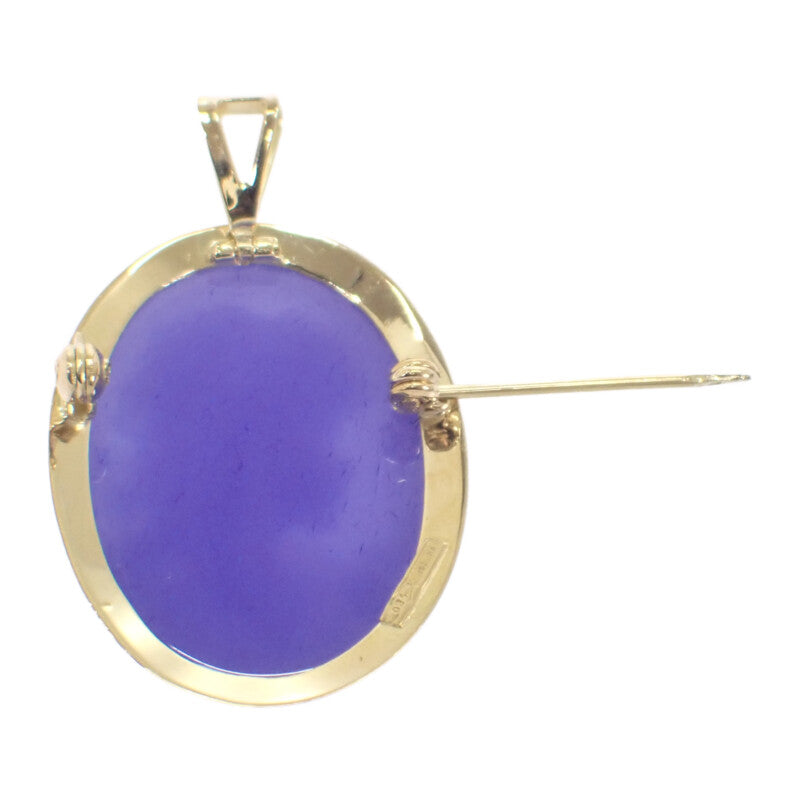 K18 カメオ　メノウ　ブルーカメオ　ブローチ　ネックレストップ K18メノウカメオブローチ＆ペンダントトップ 定価108000円 送料無料