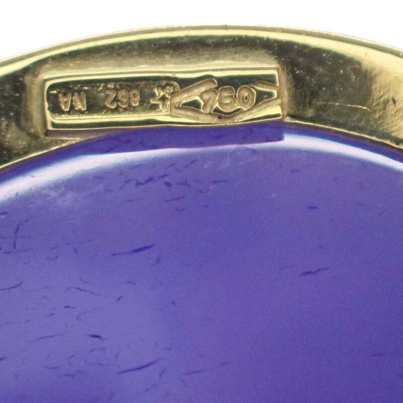 【中古】 K18 デザインジュエリー カメオ ブローチ K18イエローゴールド ブルー メノウ レディース【Aランク】