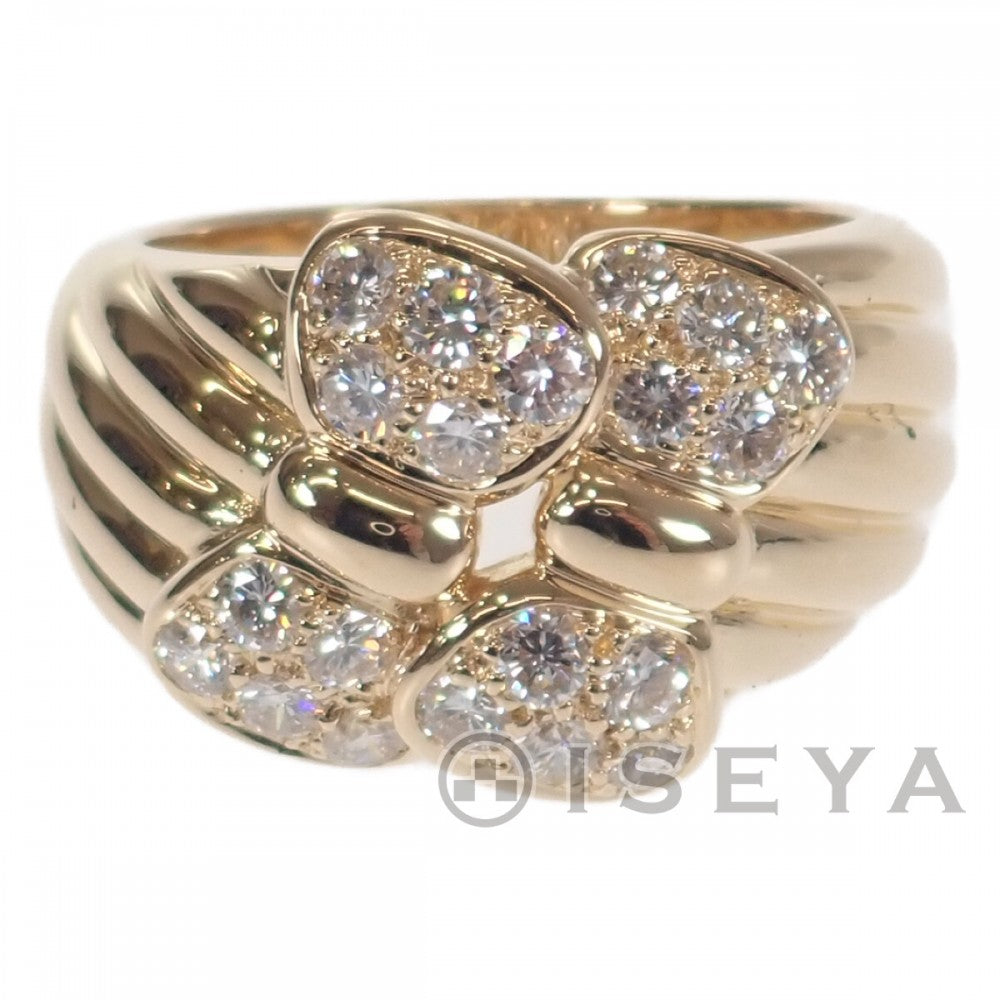 【中古】クリスチャンディオール Christian Dior リボン リング K18イエローゴールド ダイヤモンド 13号 レディース【Aランク】