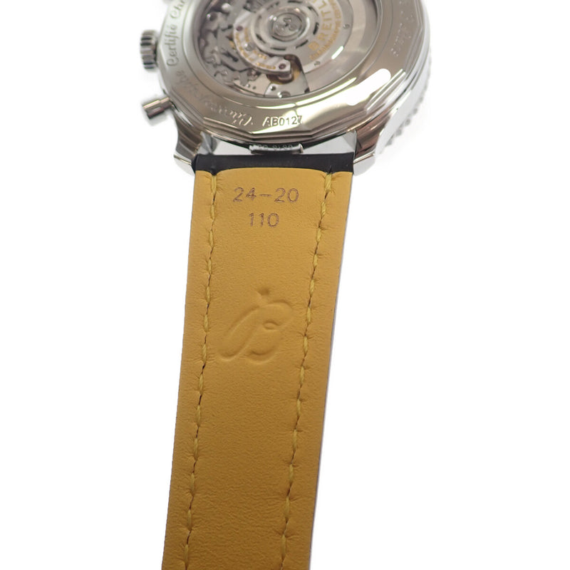 ナビタイマー01 クロノグラフ メンズ 腕時計 AB012721/BD09 ステンレス レザーベルト ブラック文字盤【ISEYA】