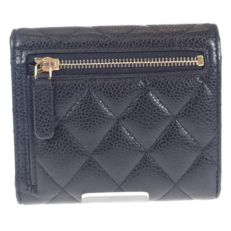 Classic small flap wallet - Lambskin & gold-tone metal, black