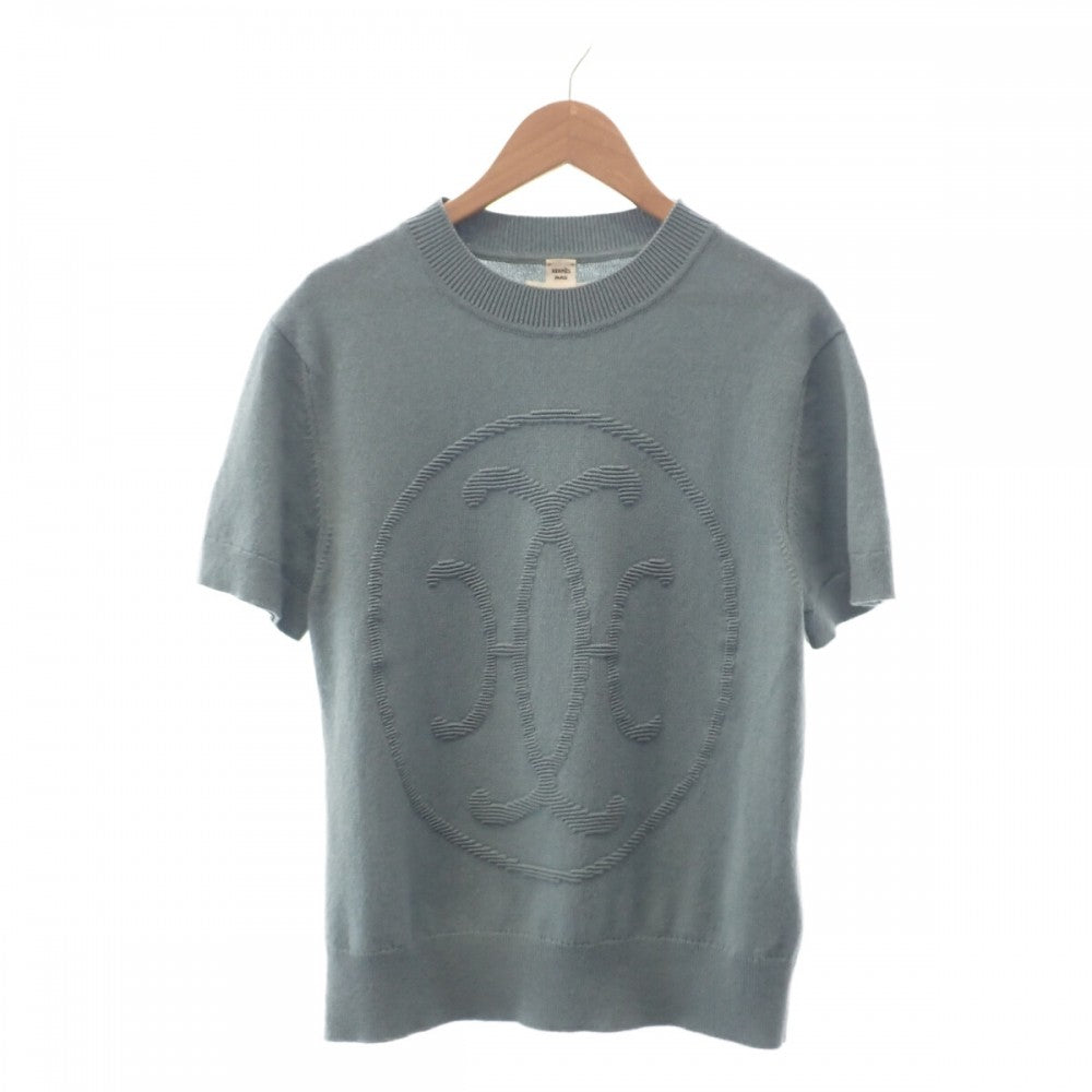 【Aランク】エルメス HERMES Hリフト 半袖ニット トップス 2H2663D1 半袖Ｔシャツ カシミヤ Bleu Lichen 40 レディース【ISEYA】