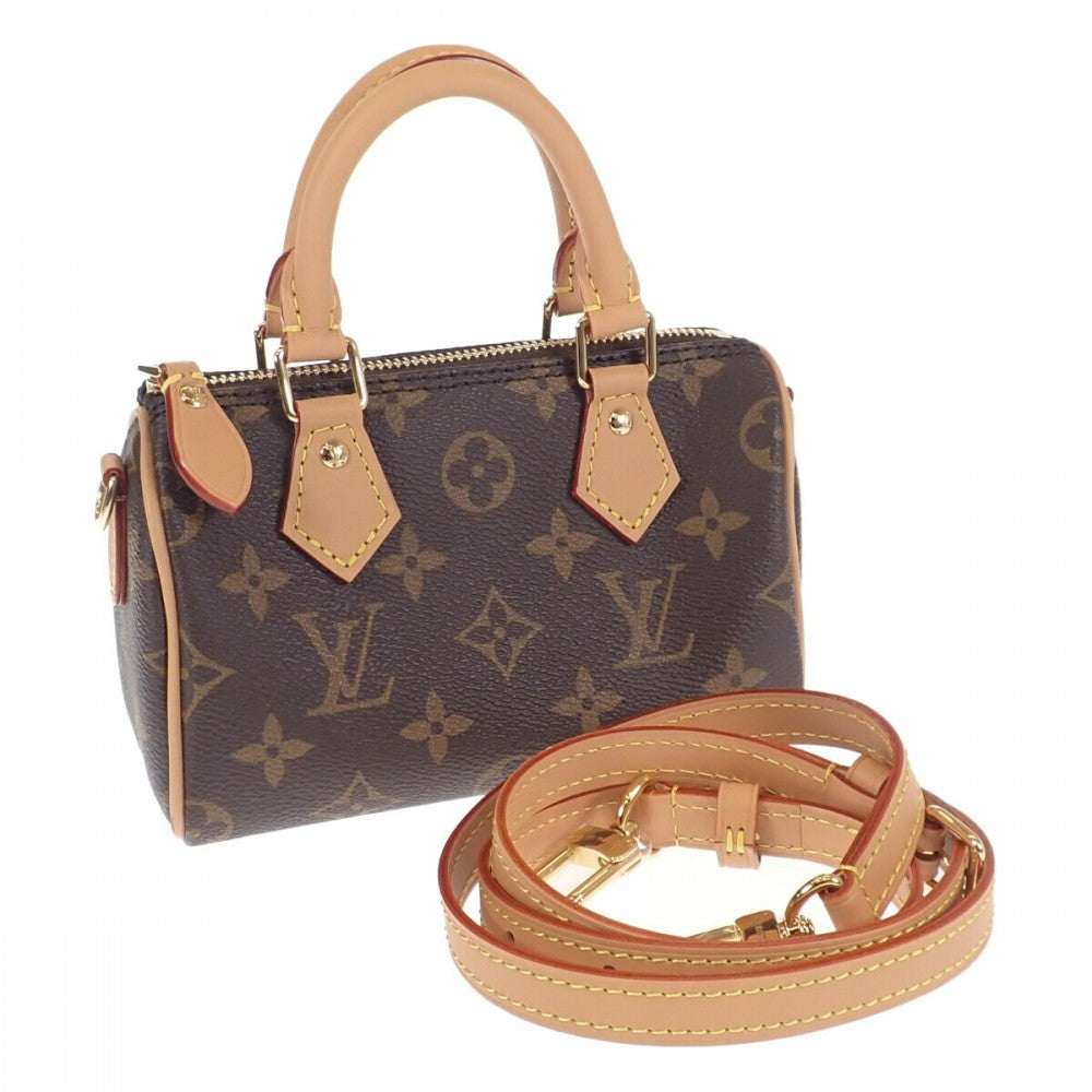 【Aランク】ルイヴィトン LOUIS VUITTON ナノ・スピーディ M81085 モノグラム 2WAYバッグ ハンドバッグ ブラウン レディース【ISEYA】