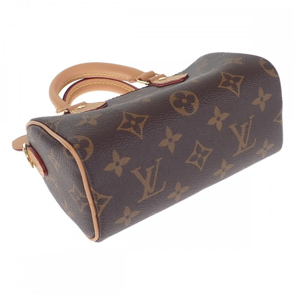 【Aランク】ルイヴィトン LOUIS VUITTON ナノ・スピーディ M81085 モノグラム 2WAYバッグ ハンドバッグ ブラウン ファスナー レディース【ISEYA】