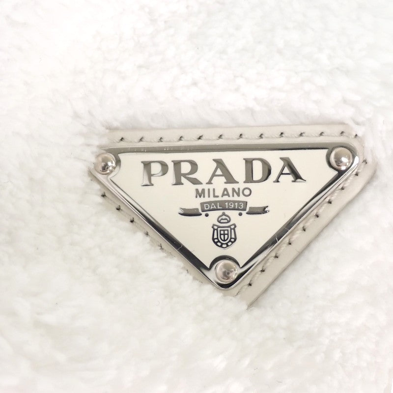 プラダ PRADA テリートートバッグ トライアングルロゴ 1BG130 トートバッグ パイル ホワイト レディース【中古】【Aランク】