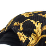 バロックプリント キャップ 帽子 コットン 黒 ブラック イエロー メンズ サイズ57 ブランド【ISEYA】
