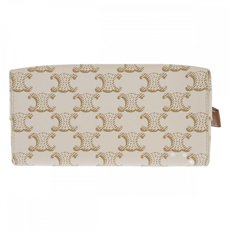 セリーヌ CELINE スモールトラベル 10C762DJP.01TA ポーチ ポリウレタン レザー ホワイト ゴールド金具 レディース【中古】【Aランク】