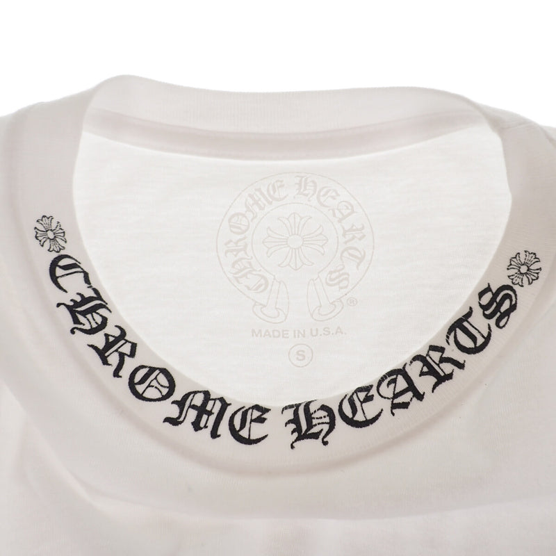 【Aランク】Chrome Hearts クロムハーツ ネックロゴTシャツ 半袖 トップス 2212-304-0010 コットン ホワイト 白 Sサイズ メンズ【ISEYA】