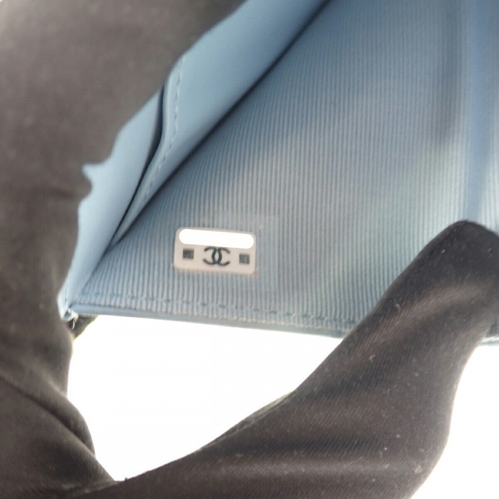 シャネル CHANEL ココマーク スモールフラップウォレット AP3397 三つ折り財布 キャビアスキン ストラスブルー ゴールド金具 レディース【中古】【Aランク】