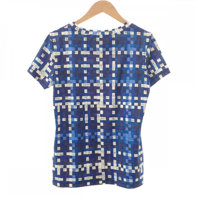 エルメス HERMES ボルデュック・チェック 34 半袖Ｔシャツ コットン ブルースマルト レディース【中古】【SAランク】