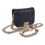 【Aランク】シャネル CHANEL ボーイシャネル ベルトバッグ チェーン AP2302_B06291_94305 コインケース キャビアスキン ブラック マグネット ゴールド金具 レディース【ISEYA】