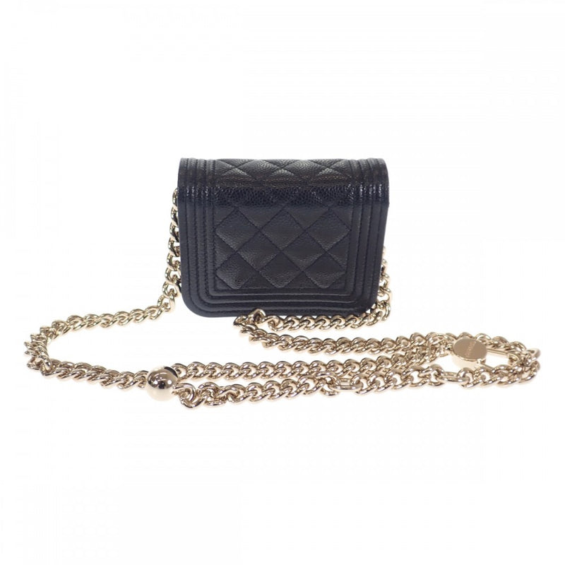 【Aランク】シャネル CHANEL ボーイシャネル ベルトバッグ チェーン AP2302_B06291_94305 コインケース キャビアスキン ブラック マグネット ゴールド金具 レディース【ISEYA】