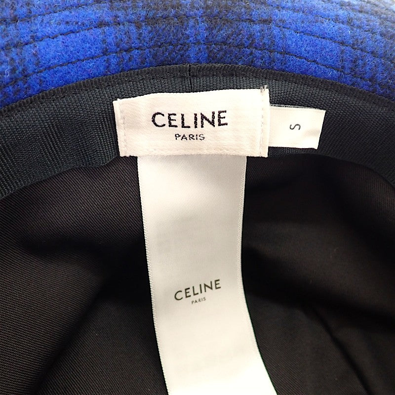 セリーヌ CELINE バケット フランネルチェック S 2AUO4994R.07RK ハット ウール コットン ブルー メンズ レディース【中古】【Aランク】 セリーヌ CELINE バケット フランネルチェック S 2AUO4994R.07RK