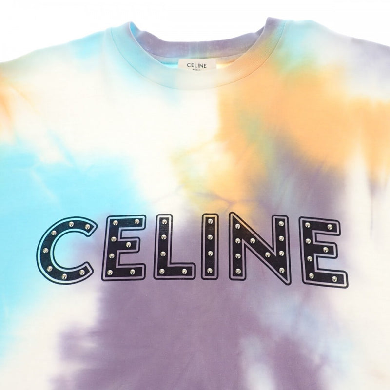 セリーヌ CELINE スタッズロゴ タイダイ XS 2X687957M.14ML 半袖Ｔシャツ コットン マルチカラー メンズ【中古】【Aランク】