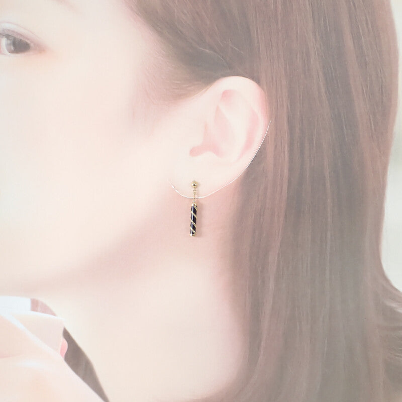 【中古】 K18 デザインジュエリー ピアス K18イエローゴールド ブラック ゴールド オニキス レディース【Aランク】