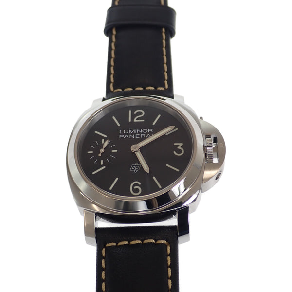 ルミノール ロゴ メンズ 腕時計 PAM01084 ステンレス レザーベルト 黒 ブラック文字盤 手巻き式 【ISEYA】