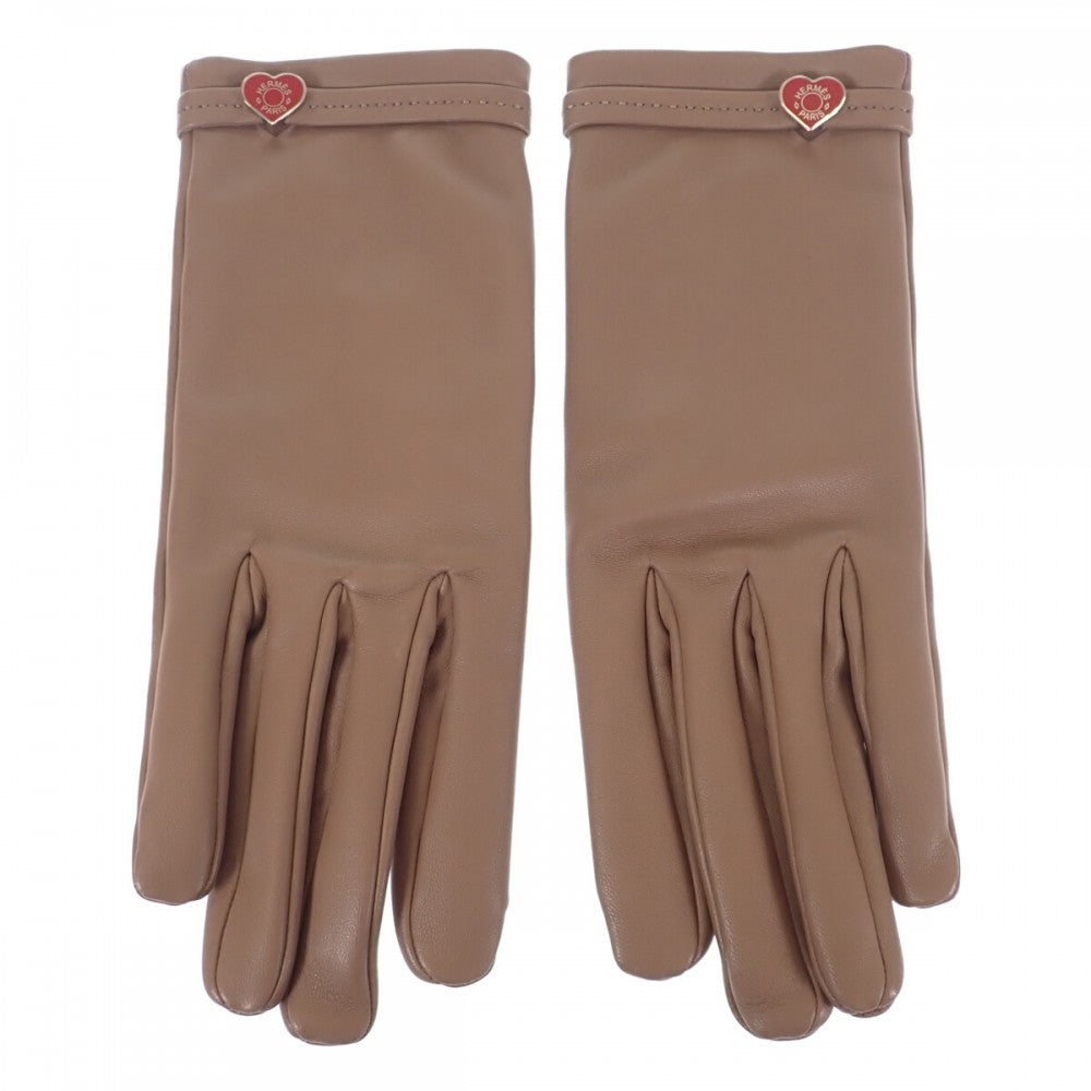 エルメス HERMES ドリームラブ グローブ 手袋 アニョーミロ エトゥープ サイズ 7 レディース【中古】【ABランク】