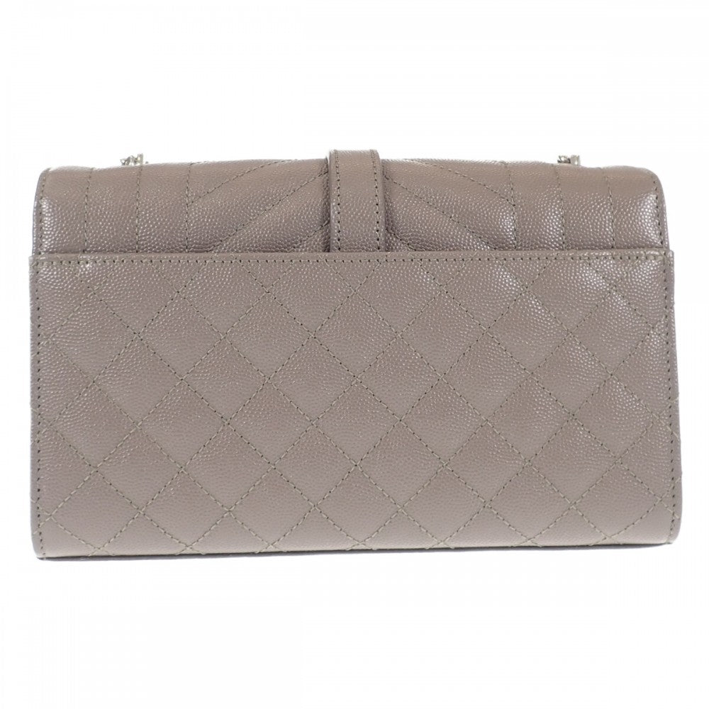 サンローラン SAINT LAURENT エンヴェロッブスモール 600195BOW961545 ショルダーバッグ キルティングレザー グレー シルバー金具 レディース【中古】【Aランク】