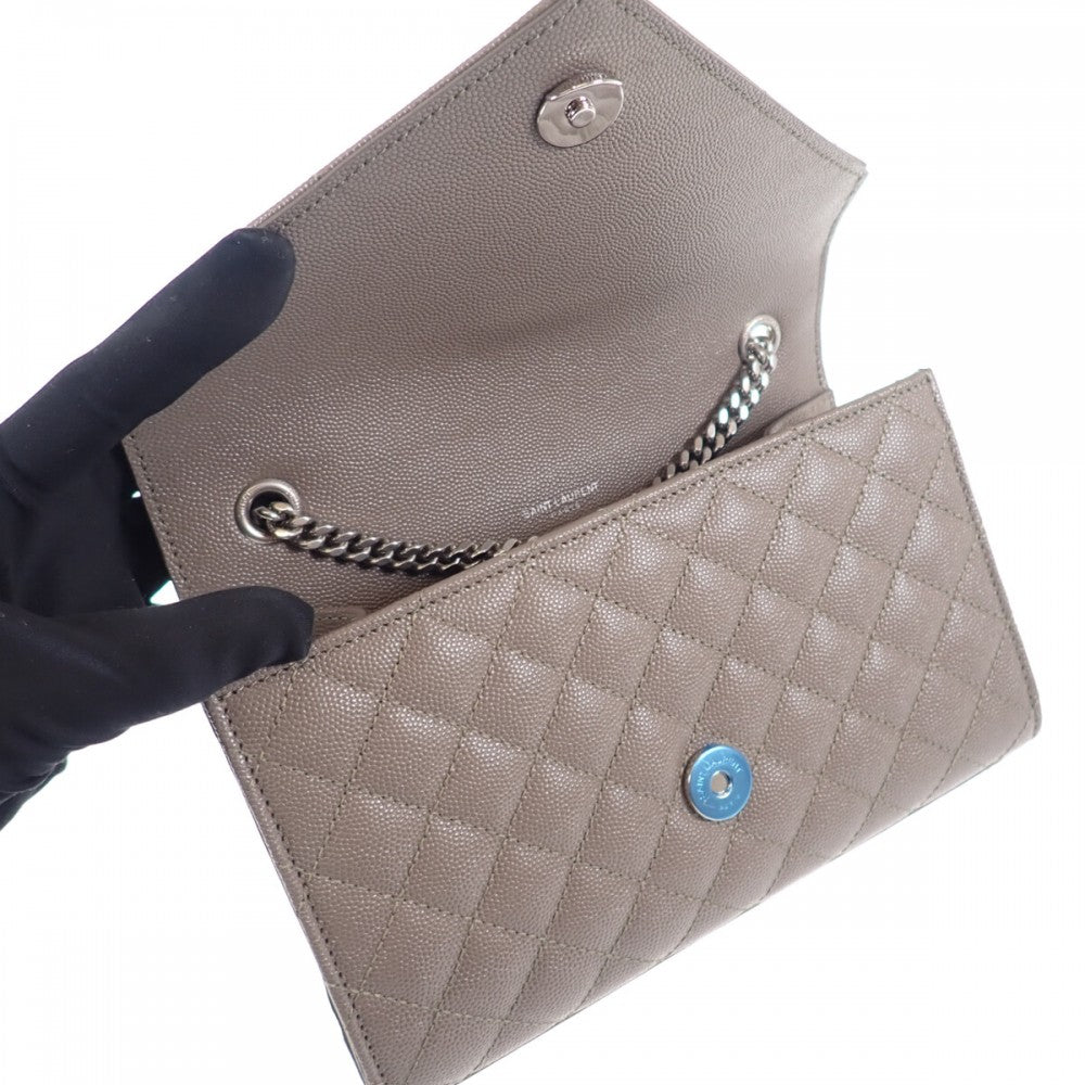 サンローラン SAINT LAURENT エンヴェロッブスモール 600195BOW961545 ショルダーバッグ キルティングレザー グレー シルバー金具 レディース【中古】【Aランク】