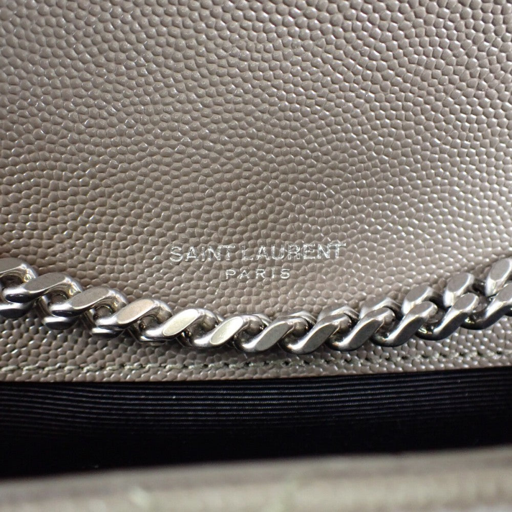サンローラン SAINT LAURENT エンヴェロッブスモール 600195BOW961545 ショルダーバッグ キルティングレザー グレー シルバー金具 レディース【中古】【Aランク】