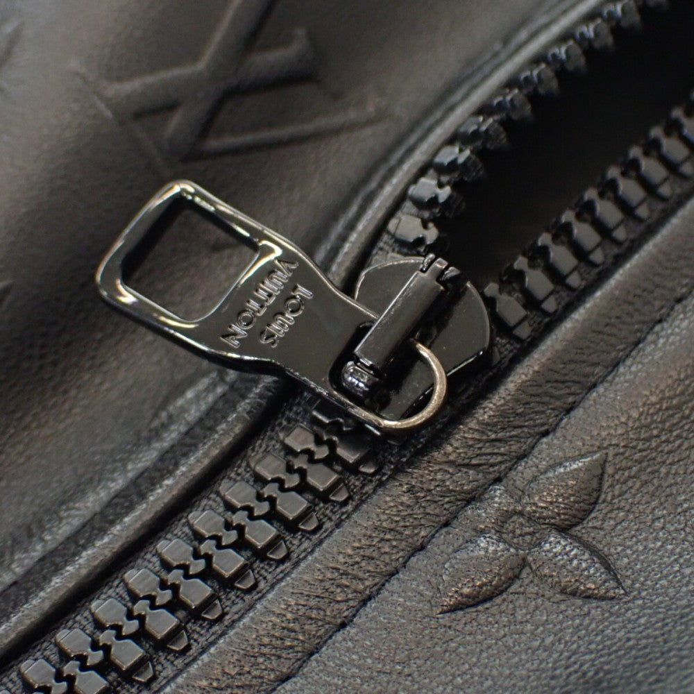 ルイヴィトン LOUIS VUITTON エンボス ジャケット 44 1A9GOS モノグラム ブルゾン ラムスキン ウール ノワール メンズ【中古】【ABランク】