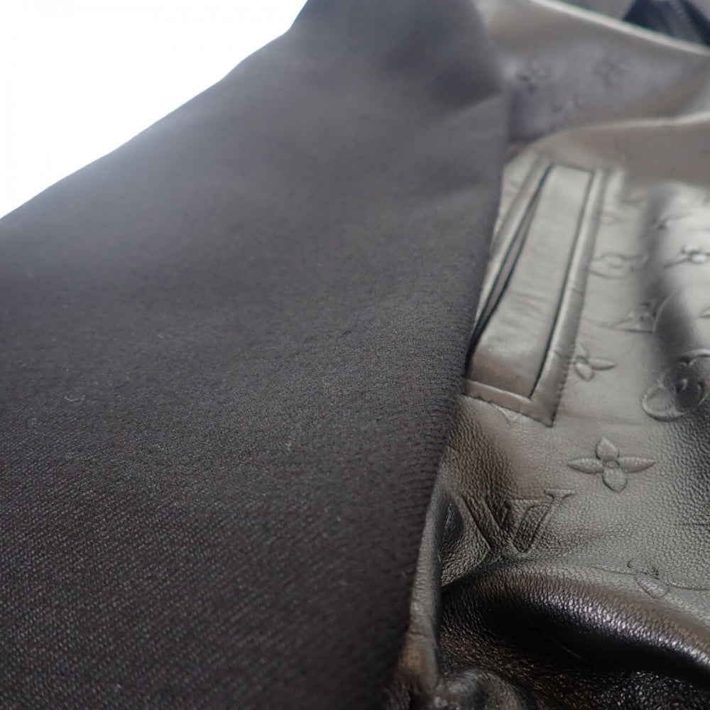 ルイヴィトン LOUIS VUITTON エンボス ジャケット 44 1A9GOS モノグラム ブルゾン ラムスキン ウール ノワール メンズ【中古】【ABランク】