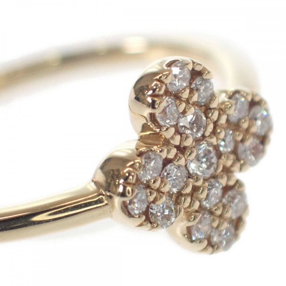 【中古】 デザイン ジュエリー クローバー リング K18イエローゴールド 11号 ダイヤモンド レディース【Aランク】