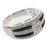 K18WG ホワイトゴールド デザインリング 指輪 ダイヤモンド 0.37ct オニキス 約13号 レディース ジュエリー アクセサリー【ISEYA】
