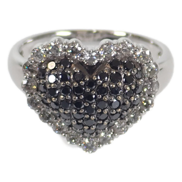 K18WG ホワイトゴールド ハート デザインリング 指輪 ダイヤモンド 1.00ct ブラックダイヤモンド 約14号 レディース【ISEYA】