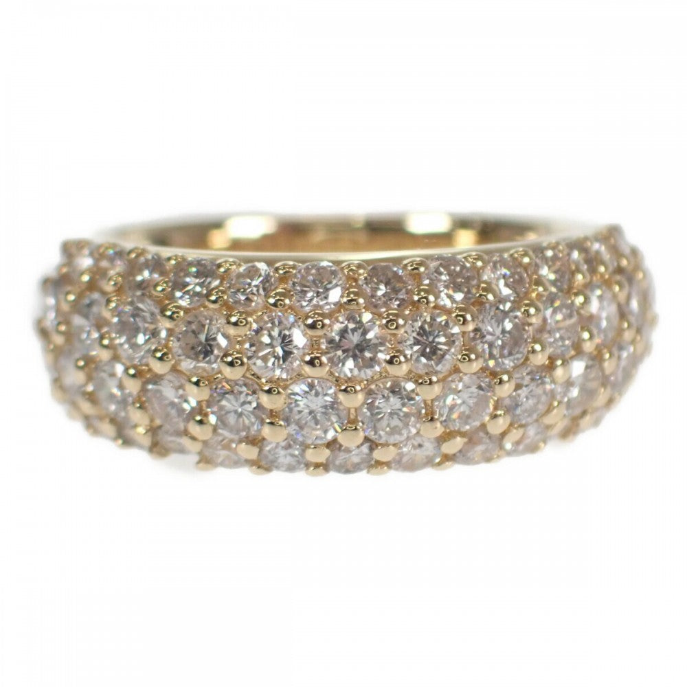 【中古】 パヴェ デザイン ジュエリー リング K18イエローゴールド 9号 ダイヤモンド レディース【Aランク】