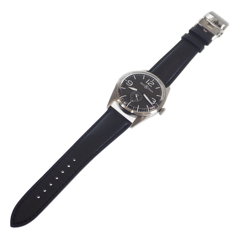ヴィンテージ AVIATION TYPE メンズ 腕時計 BR123-95-SS ステンレス レザーベルト 黒 ブラック文字盤【ISEYA】