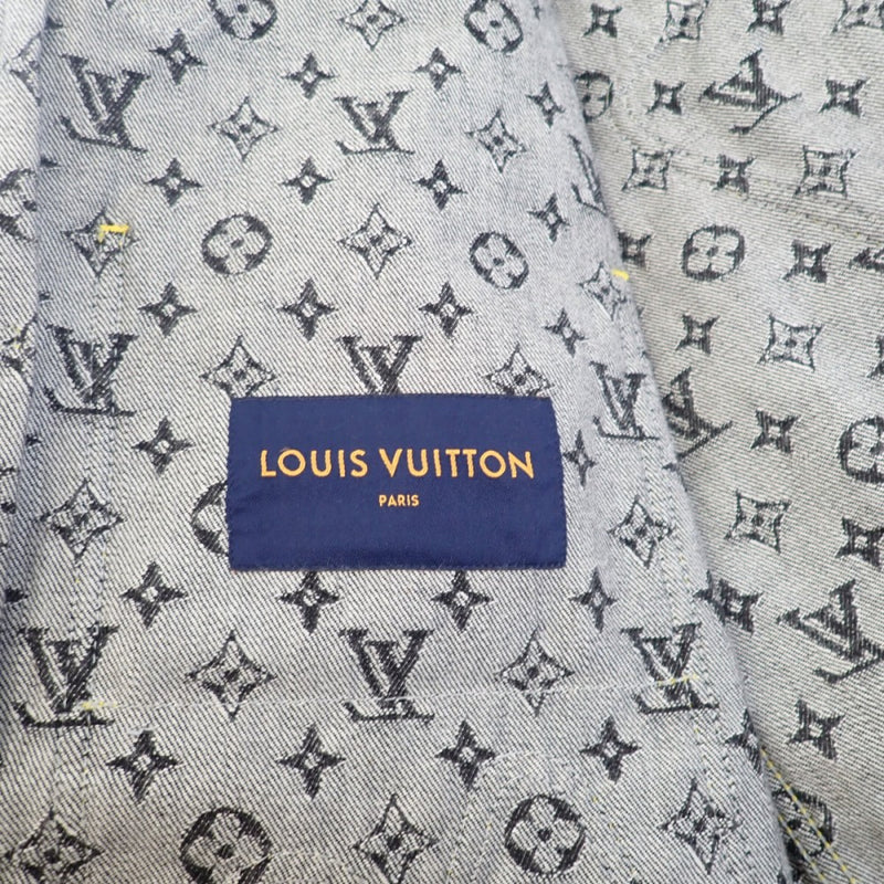 【Aランク】ルイヴィトン LOUIS VUITTON モノグラムクレイジー ワークウェア 1A9K67 デニムジャケット コットン ブラック ブルー グレー 54 メンズ【ISEYA】