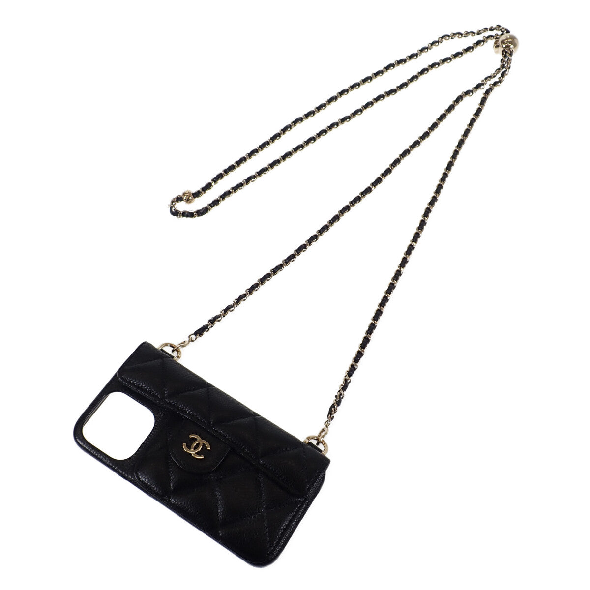 シャネル CHANEL iPhone13/13proケース スマホカバー AP2689 携帯・スマホアクセサリー キャビアスキン マトラッセ ブラック レディース【中古】【ABランク】
