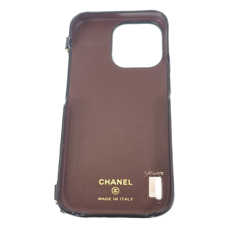 【ABランク】シャネル CHANEL iPhone13/13proケース スマホカバー AP2689 携帯・スマホアクセサリー キャビアスキン マトラッセ ブラック レディース【ISEYA】