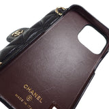 【ABランク】シャネル CHANEL iPhone13/13proケース スマホカバー AP2689 携帯・スマホアクセサリー キャビアスキン マトラッセ ブラック レディース【ISEYA】