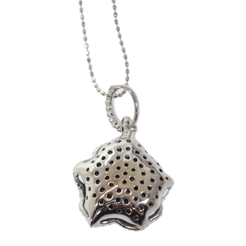 【中古】 デザインジュエリー フラワー カメリア ローズ ネックレス K18ホワイトゴールド ダイヤモンド ブラックダイヤモンド レディース【Aランク】