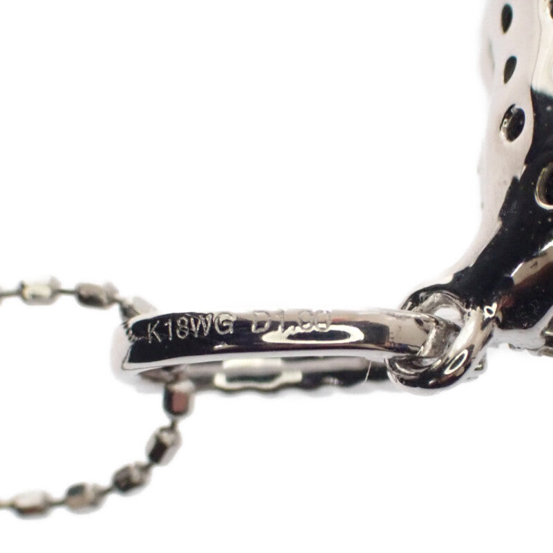 【中古】 デザインジュエリー フラワー カメリア ローズ ネックレス K18ホワイトゴールド ダイヤモンド ブラックダイヤモンド レディース【Aランク】