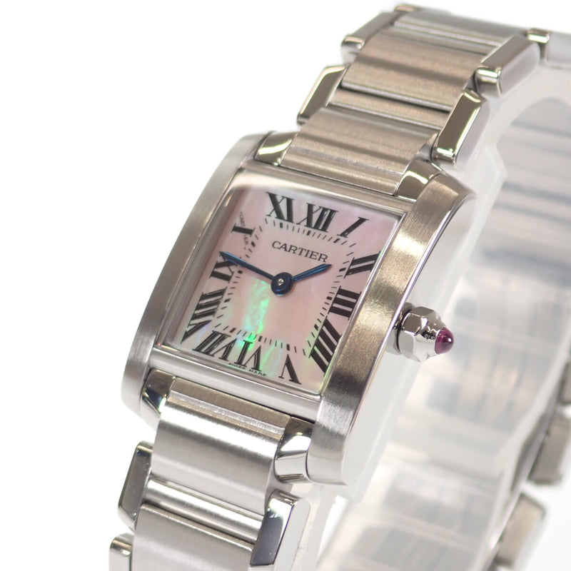 タンクフランセーズSM レディース 腕時計 W51028Q3 ステンレス ピンクシェル文字盤 クォーツ【ISEYA】