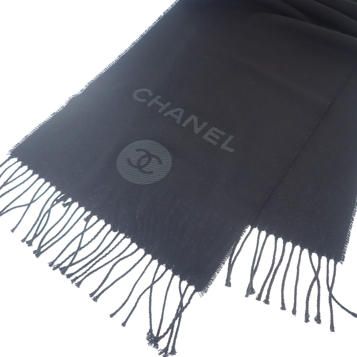 シャネル CHANEL ココマーク マフラー ウール カシミヤ ブラック