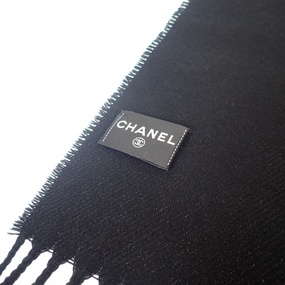 美品⭐️CHANEL カシミヤマフラーココマーク CHANEL(シャネル) ココマークカシミヤ混ツイードマフラー ブラック