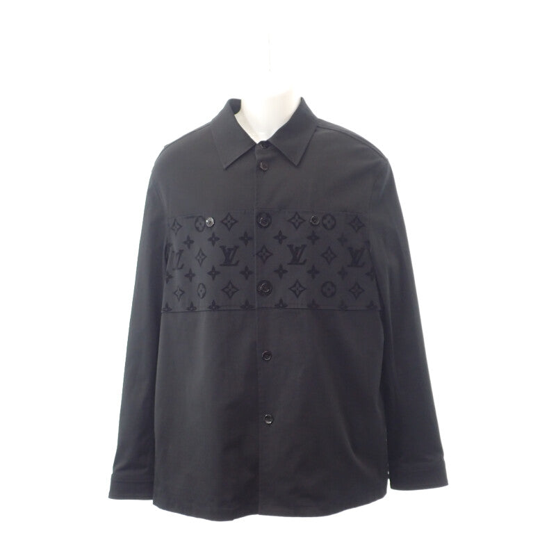 【Aランク】ルイヴィトン LOUIS VUITTON フロック カジュアル オーバーシャツ 1AFA81 長袖シャツ コットン エラスタン ブラック M メンズ メンズ【ISEYA】