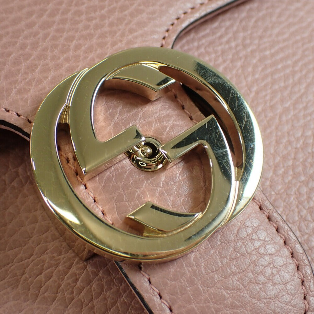 グッチ GUCCI インターロッキングＧ アウトレット ショルダーバッグ カーフ ピンク ゴールド金具 レディース【中古】【ABランク】