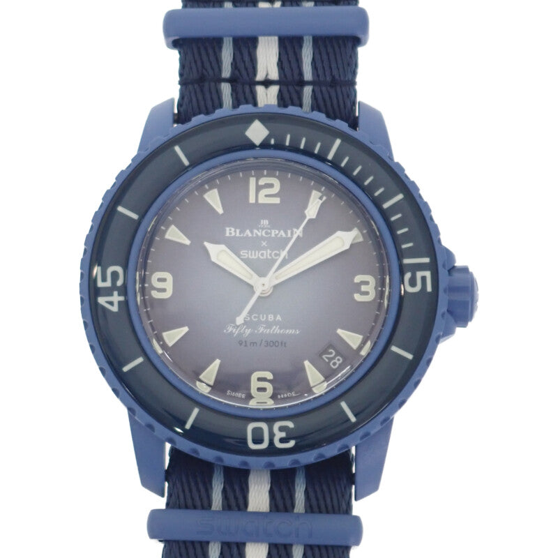 ブランパン Blancpain フィフティファゾム アトランティック オーシャン SO35A100 腕時計 ナイロン バイオセラミック 自動巻き ブルー文字盤 メンズ【中古】【Aランク】